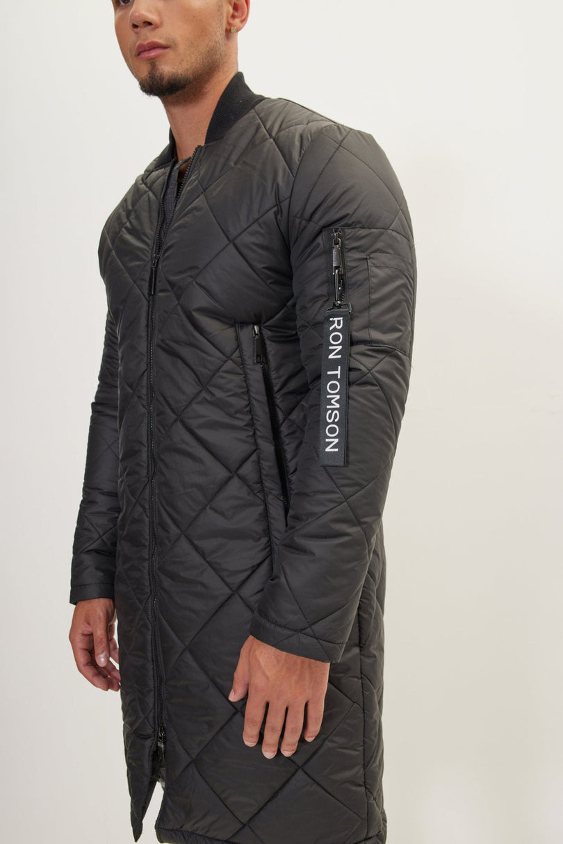 Men's Long Puffer Jacket - Black | Ron Tomson