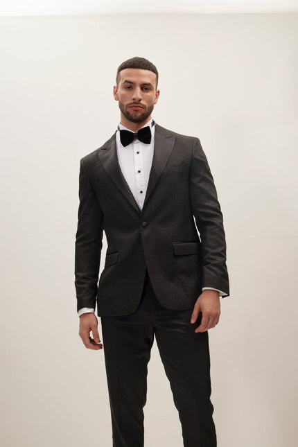 Men's Lightweight Glitter Peak Lapel Tuxedo Jacket | Ron Tomson