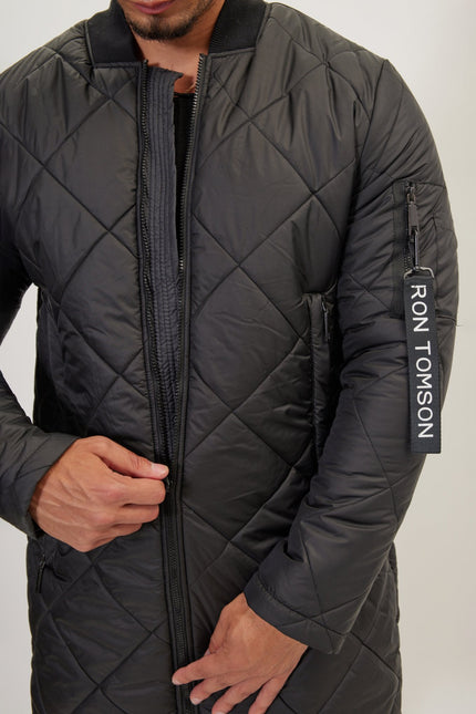 Men's Long Puffer Jacket - Black | Ron Tomson