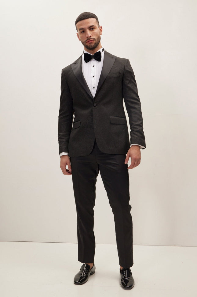 Men's Lightweight Glitter Peak Lapel Tuxedo Jacket | Ron Tomson