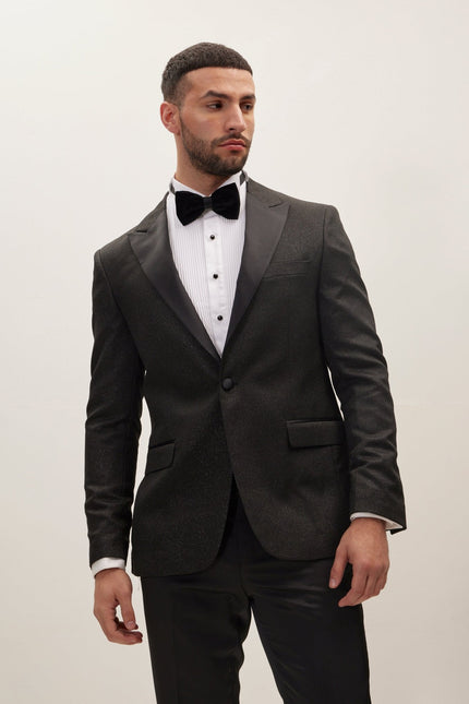 Men's Lightweight Glitter Peak Lapel Tuxedo Jacket | Ron Tomson
