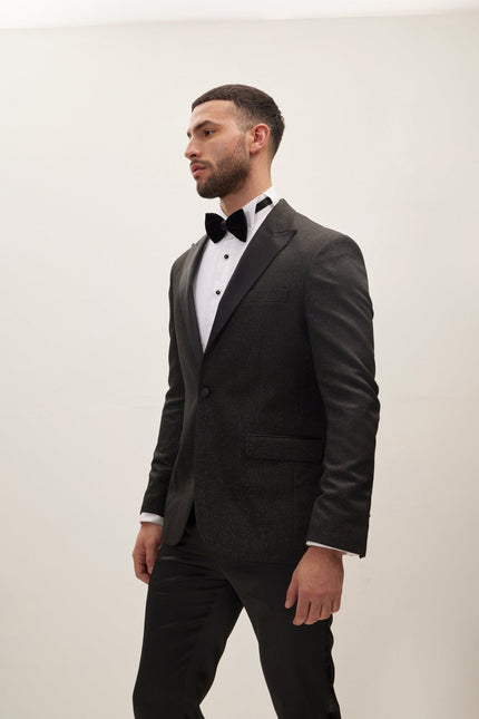 Men's Lightweight Glitter Peak Lapel Tuxedo Jacket | Ron Tomson