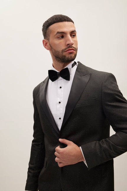 Men's Lightweight Glitter Peak Lapel Tuxedo Jacket | Ron Tomson