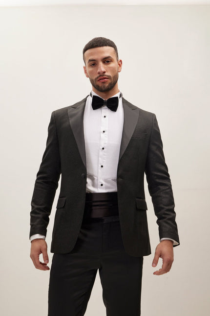 Men's Lightweight Glitter Peak Lapel Tuxedo Jacket | Ron Tomson