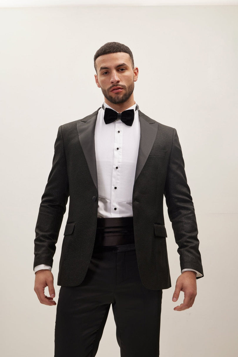 Men's Lightweight Glitter Peak Lapel Tuxedo Jacket | Ron Tomson