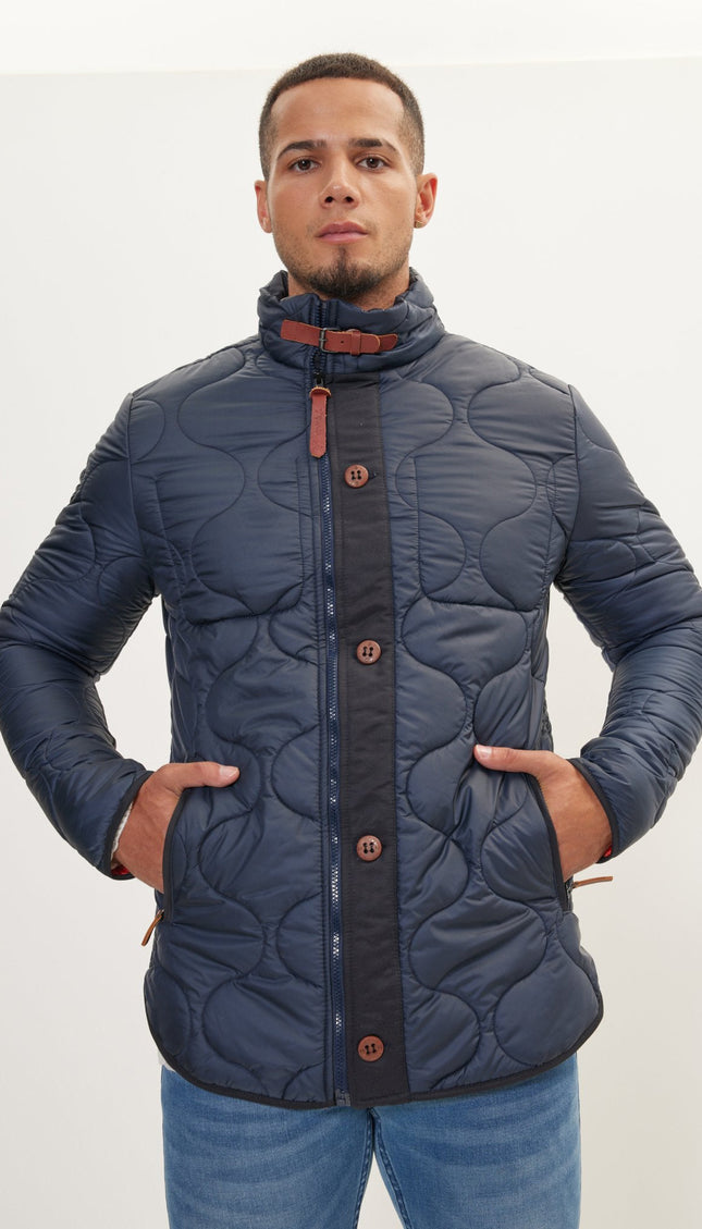 Full-Zip Puffer Coat - Navy