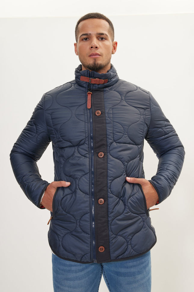 Men's Full-Zip Puffer Coat - Navy | Ron Tomson