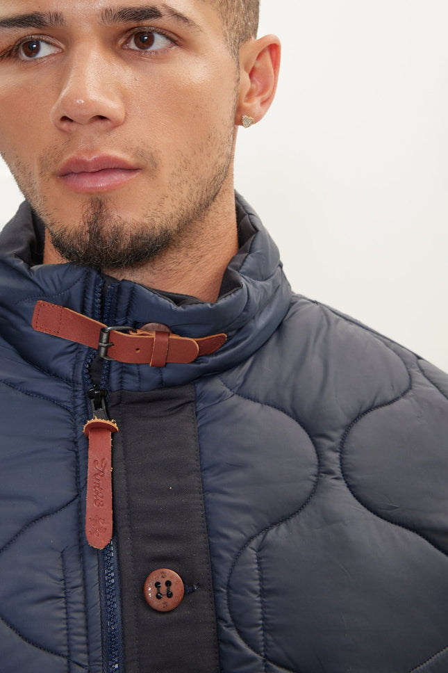 Men's Full-Zip Puffer Coat - Navy | Ron Tomson