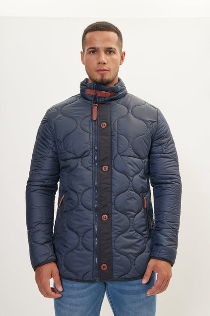 Men's Full-Zip Puffer Coat - Navy | Ron Tomson