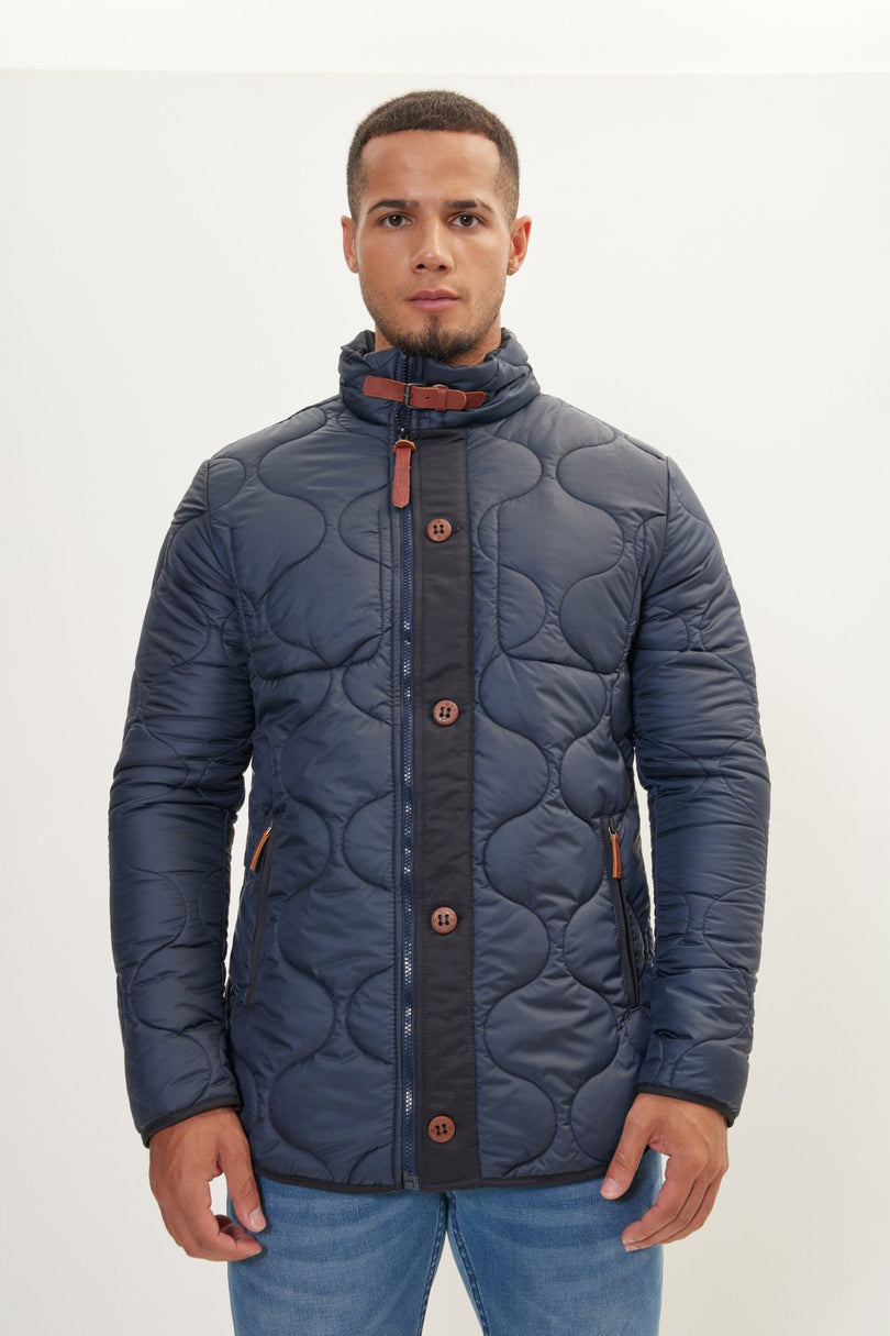 Men's Full-Zip Puffer Coat - Navy | Ron Tomson