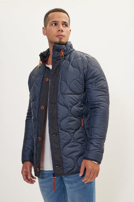 Men's Full-Zip Puffer Coat - Navy | Ron Tomson