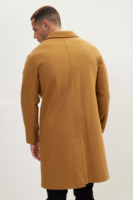 Men's Fitted Notch Lapel Peacoat - Hazelnut | Ron Tomson