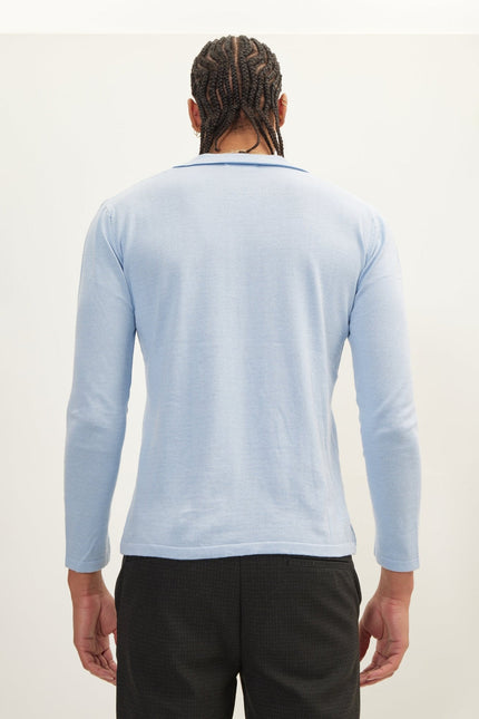 Men's Long-Sleeve Cotton Shirt - Blue | Ron Tomson
