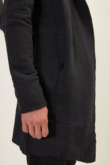 Men's Longline Hooded Cardigan - Black | Ron Tomson