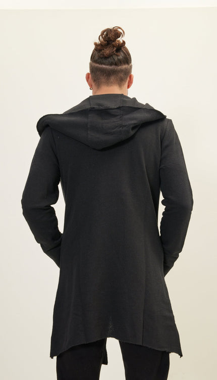Longline Hooded Cardigan - Black