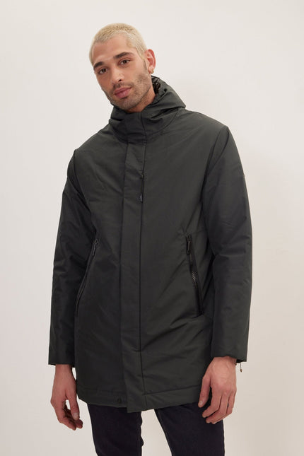 Men's Padded Full-Zip Parka - Dark Green | Ron Tomson