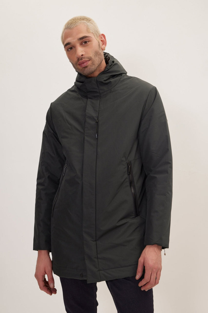 Men's Padded Full-Zip Parka - Dark Green | Ron Tomson