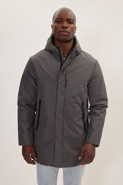 Men's Full-Zip Parka - Dark Anthracite | Ron Tomson