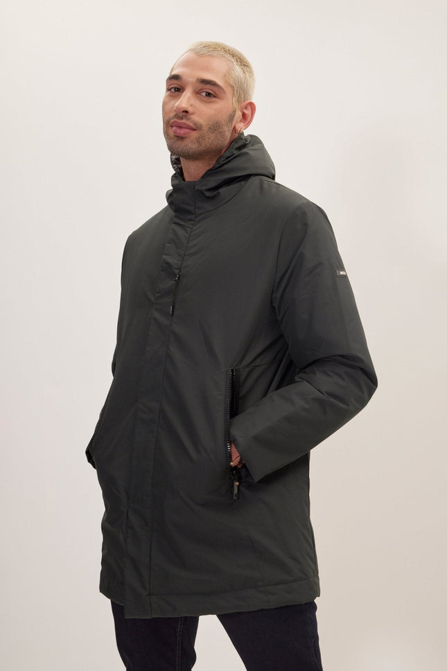 Men's Padded Full-Zip Parka - Dark Green | Ron Tomson