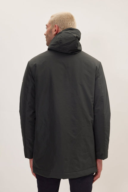 Men's Padded Full-Zip Parka - Dark Green | Ron Tomson