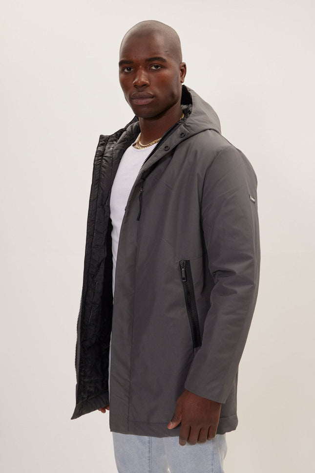 Men's Full-Zip Parka - Dark Anthracite | Ron Tomson