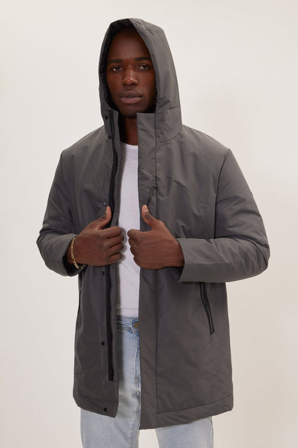Men's Full-Zip Parka - Dark Anthracite | Ron Tomson