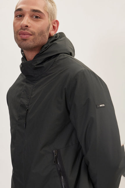 Men's Padded Full-Zip Parka - Dark Green | Ron Tomson