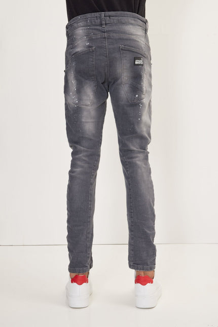 Men's Distressed Slim-Fit Jeans - Grey | Ron Tomson