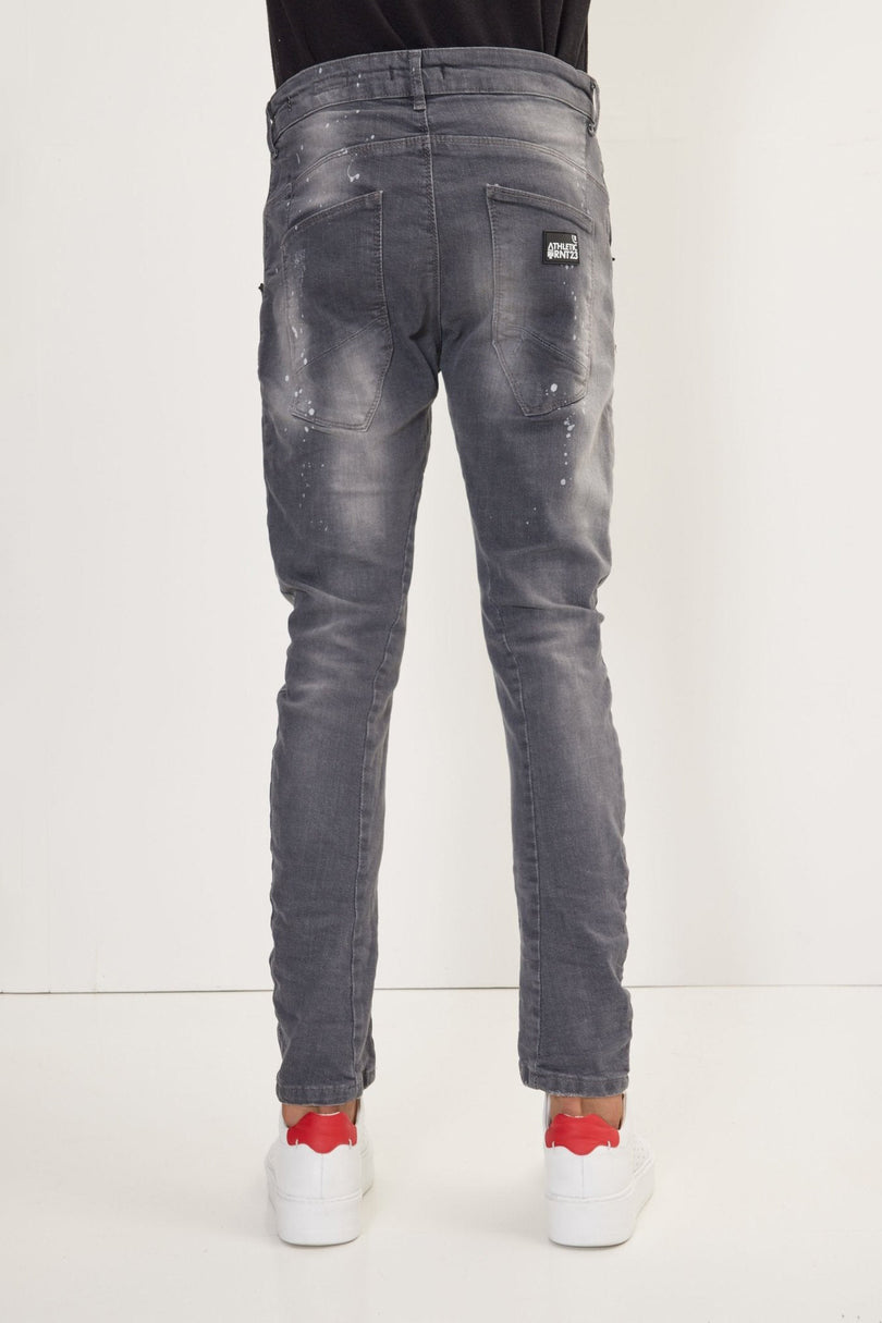Men's Distressed Slim-Fit Jeans - Grey | Ron Tomson