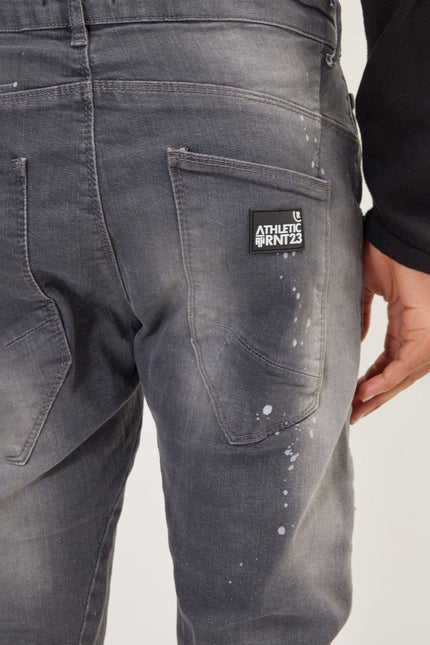 Men's Distressed Slim-Fit Jeans - Grey | Ron Tomson