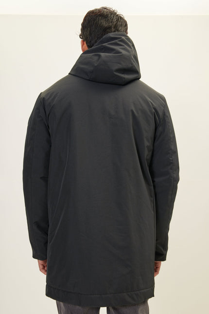 Men's Padded Full-Zip Parka - Black | Ron Tomson