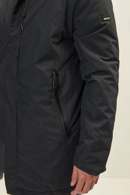 Men's Padded Full-Zip Parka - Black | Ron Tomson
