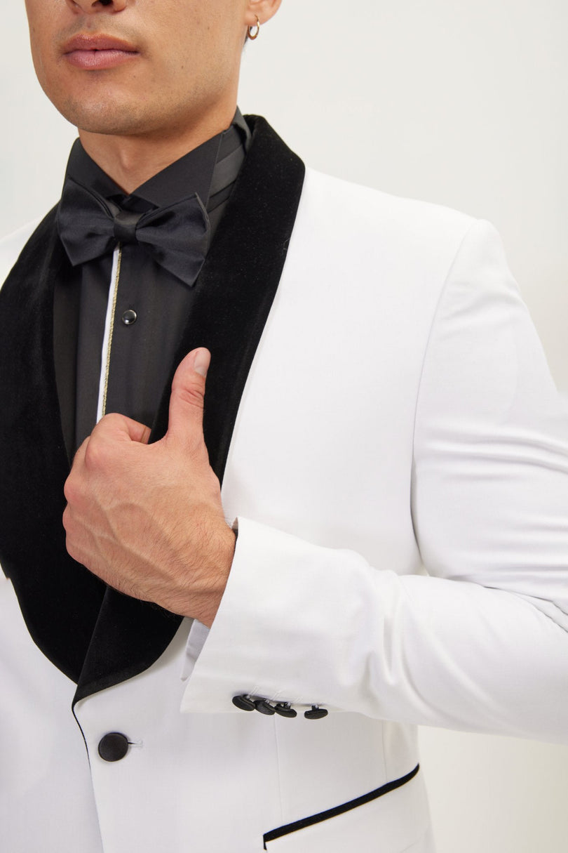 Men's Ludlow Shawl Collar Tuxedo Jacket -  White | Ron Tomson