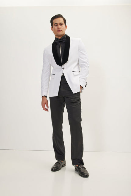 Men's Ludlow Shawl Collar Tuxedo Jacket -  White | Ron Tomson