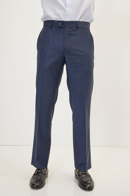 Men's Merino Wool Dress Pants - Dark Blue | Ron Tomson