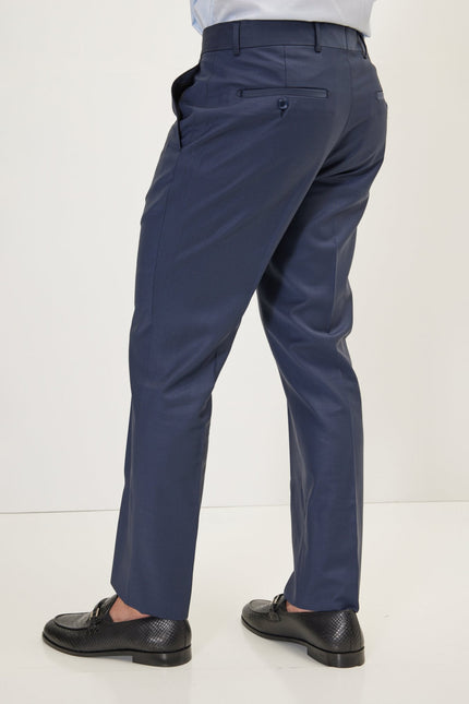 Men's Merino Wool Dress Pants - Dark Blue | Ron Tomson