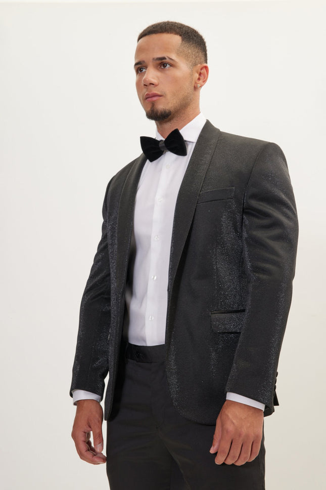 Men's Shawl Lapel Tuxedo Jacket - Black | Ron Tomson