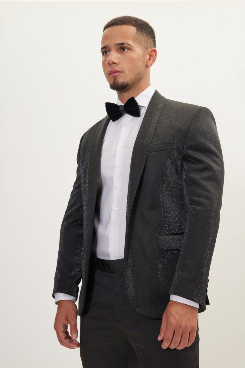 Men's Shawl Lapel Tuxedo Jacket - Black | Ron Tomson