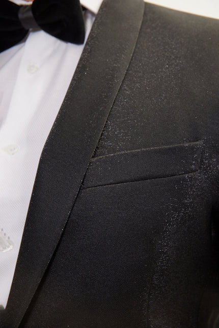 Men's Shawl Lapel Tuxedo Jacket - Black | Ron Tomson