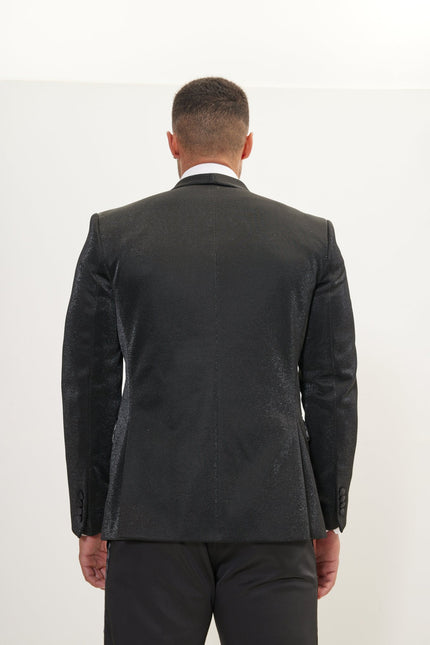 Men's Shawl Lapel Tuxedo Jacket - Black | Ron Tomson
