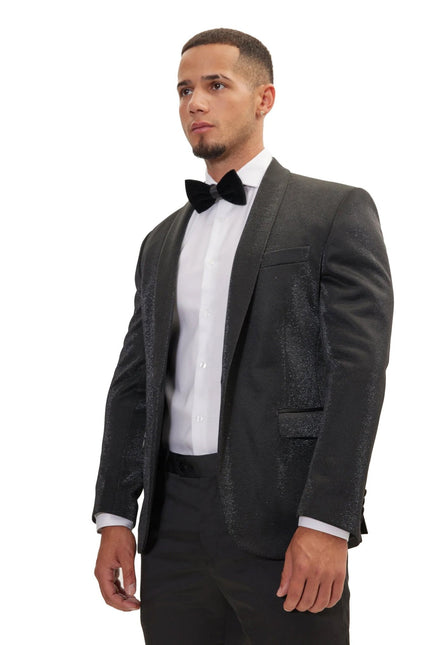 Men's Shawl Lapel Tuxedo Jacket - Black | Ron Tomson