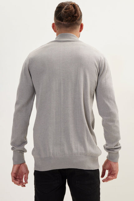 Men's Mock-Neck Relaxed Sweater - Grey | Ron Tomson