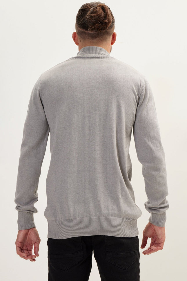 Men's Mock-Neck Relaxed Sweater - Grey | Ron Tomson