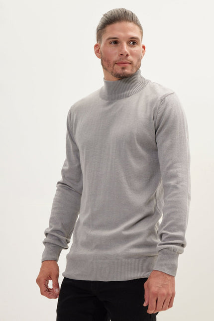 Men's Mock-Neck Relaxed Sweater - Grey | Ron Tomson