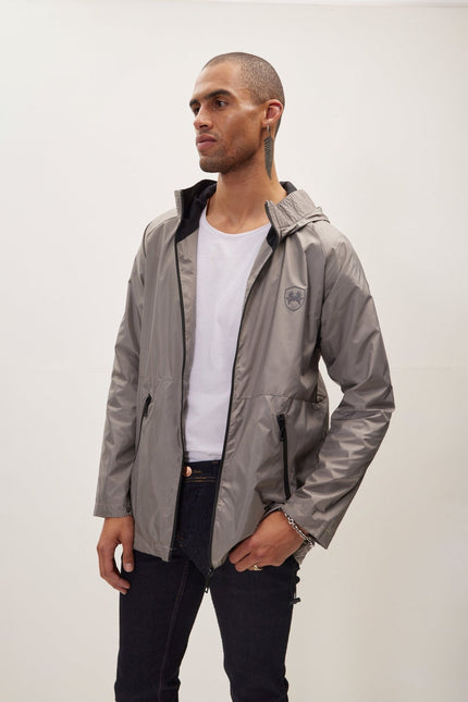 Men's Hip-Length Raincoat - Grey | Ron Tomson