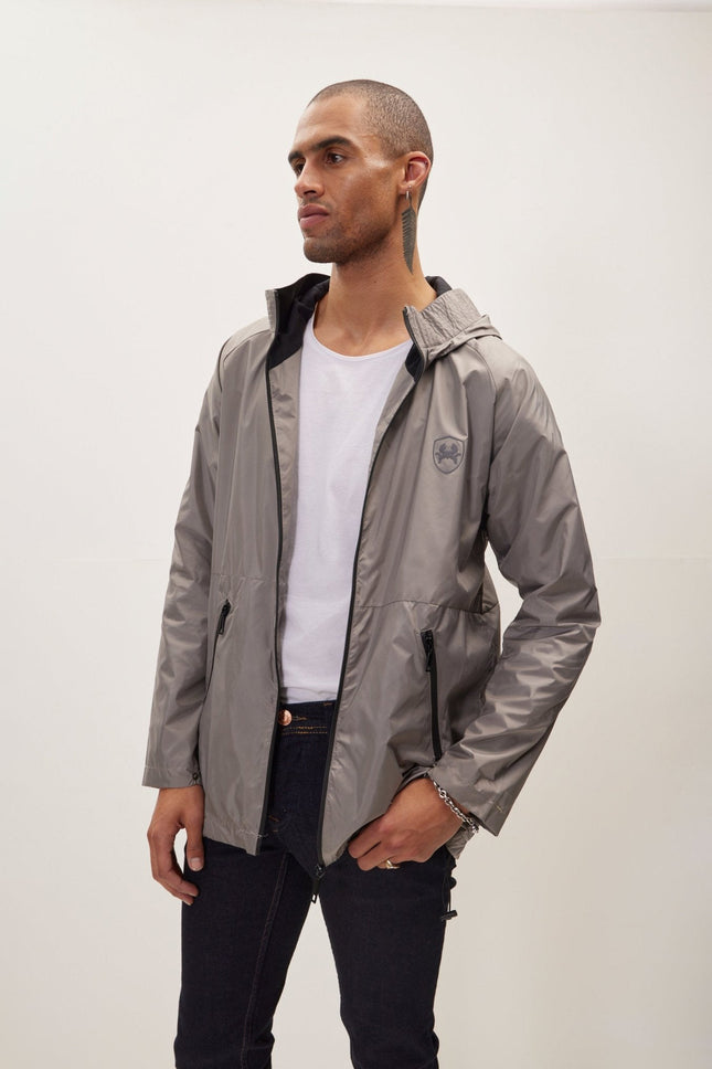 Men's Hip-Length Raincoat - Grey | Ron Tomson