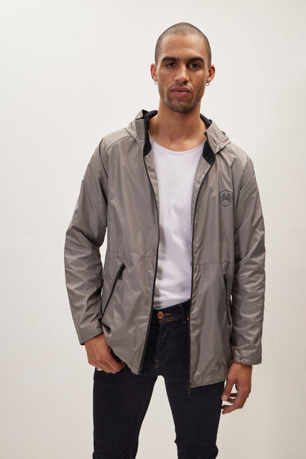 Men's Hip-Length Raincoat - Grey | Ron Tomson