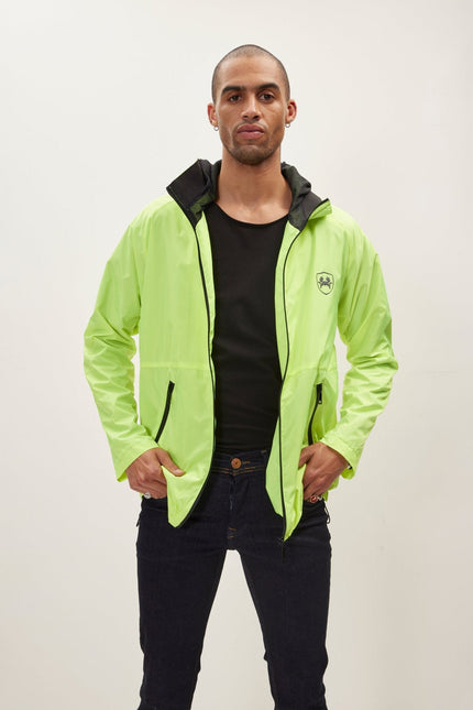 Men's Tailored Hooded Raincoat - Neon Yellow | Ron Tomson