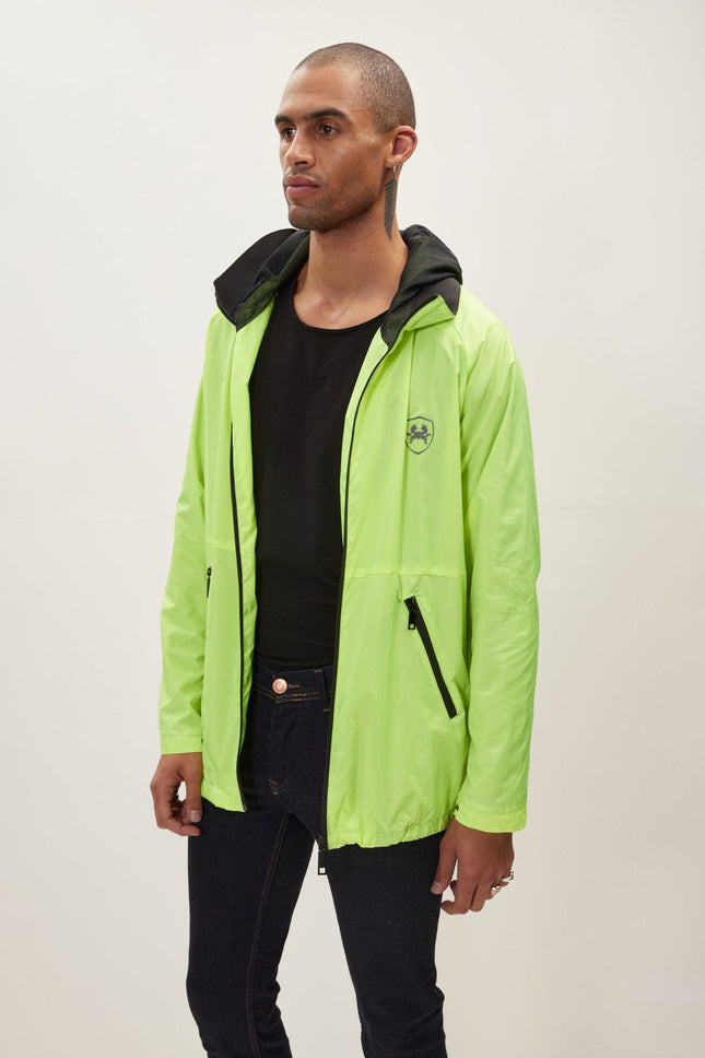Men's Tailored Hooded Raincoat - Neon Yellow | Ron Tomson