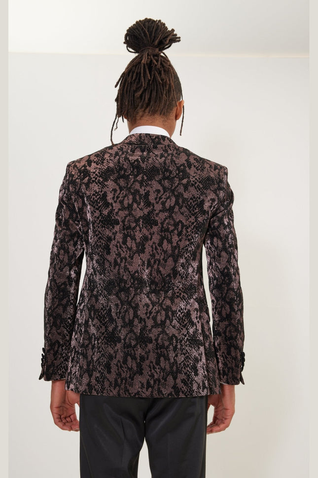 Men's Metallic Velvet Flocking Tuxedo Jacket - Copper | Ron Tomson